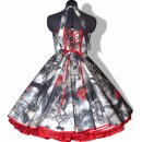 50er Kleid zum Petticoat Gothik Vampir Mystik Rosen grau rot