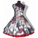 50er Kleid zum Petticoat Gothik Vampir Mystik Rosen grau rot