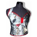 50er Kleid zum Petticoat Gothik Vampir Mystik Rosen grau rot