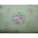 50er Jahre Kleid zum Petticoat Tanzkleid Vintage grün rosa Rosen Punkte