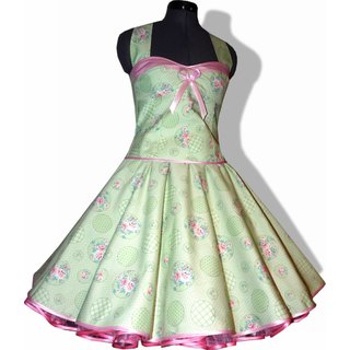 50er Jahre Kleid zum Petticoat Mathilda grün rosa Rosen und Punkte 36