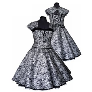 Kleid zum Petticoat weiß schwarze abstrakte Punkte Ärmeldesign 36
