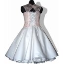 50er Jahre Brautkleid Hochzeit weiß zum Petticoat Dekoltee rosa Spitze
