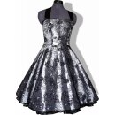 Taftkleid zum Petticoat silbergrau schwarze Stickerei