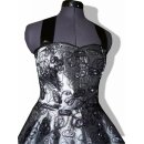 Taftkleid zum Petticoat silbergrau schwarze Stickerei