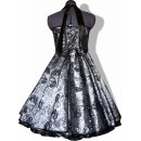 Taftkleid zum Petticoat silbergrau schwarze Stickerei