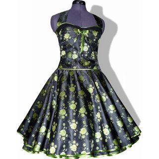 Festliches Petticoatkleid Tanzkleid grne glnzende Blumen