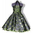Festliches Petticoatkleid Tanzkleid grüne glänzende Blumen