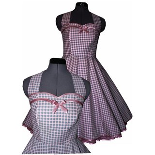 50er Jahre Kleid zum Petticoat Vintage rosa graue Punkte Dots Rockabilly