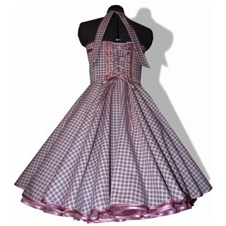 50er Jahre Kleid zum Petticoat Vintage rosa graue Punkte Dots Rockabilly