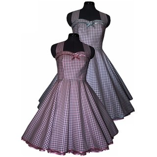 50er Jahre Kleid zum Petticoat Vintage rosa graue Punkte Dots Rockabilly 36