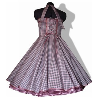 50er Jahre Kleid zum Petticoat Vintage rosa graue Punkte Dots Rockabilly 36