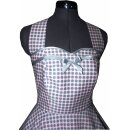 50er Jahre Kleid zum Petticoat Vintage rosa graue Punkte graue Bänder Dots Rockabilly