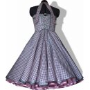 50er Jahre Kleid zum Petticoat Vintage rosa graue Punkte graue Bänder Dots Rockabilly