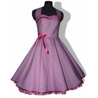 50er Jahre Kleid zum Petticoat Vintage pink graue Punkte Dots Rockabilly