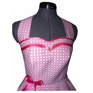 50er Jahre Kleid zum Petticoat Vintage pink graue Punkte Dots Rockabilly
