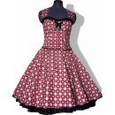 50er Jahre Retro Kleid zum Petticoat Vintage rot schwarz weiße Punkte Blumen