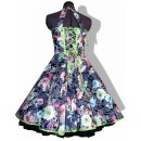 50er Kleid zum Petticoat Tanzkleid Vintage schwarz Satin Blumen