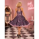 50er Petticoatkleid schwarz rosa Rosen weiße Punkte