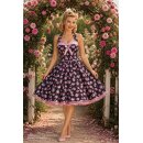 50er Petticoatkleid schwarz rosa Rosen weiße Punkte