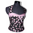 50er Petticoatkleid schwarz rosa Rosen weiße Punkte