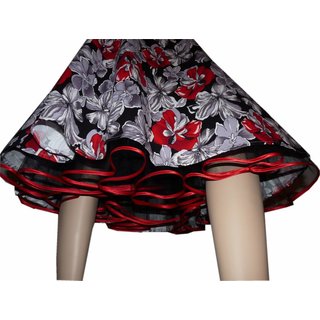 Petticoatkleid Blumen schwarz rot mit Tüllunterrock Petticoat