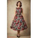 Petticoatkleid Blumen schwarz rot mit Tüllunterrock...