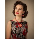 Petticoatkleid Blumen schwarz rot mit Tüllunterrock...