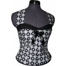 50er Jahre Retro Kleid zum Petticoat Vintage schwarz weiße Punkte Blumen
