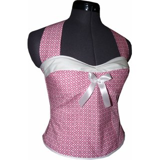 50er Jahre Retro Kleid zum Petticoat pinkrosa weiße Punkte Karos Rockabilly