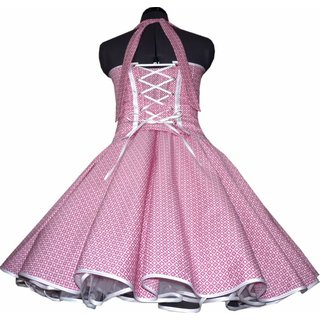 50er Jahre Retro Kleid zum Petticoat pinkrosa weiße Punkte Karos Rockabilly