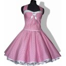50er Jahre Retro Kleid zum Petticoat pinkrosa weiße Punkte Karos Rockabilly