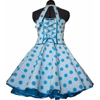 50er Jahre Kleid zum Petticoat weiß türkis Punkte Dots Vintage