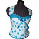 50er Jahre Kleid zum Petticoat weiß türkis Punkte Dots 38
