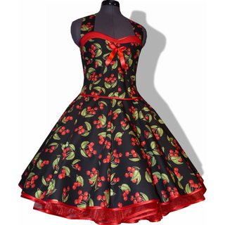 50er Jahre Rockabillykleid zum Petticoat schwarz rote Kirschen