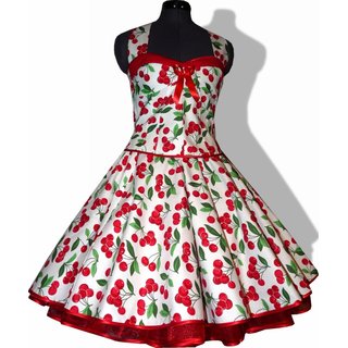 50er Jahre Rockabillykleid zum Petticoat wei rote Kirschen