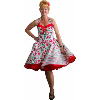50er Jahre Rockabillykleid zum Petticoat wei rote Kirschen