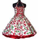 50er Jahre Rockabillykleid zum Petticoat weiß rote Kirschen 36