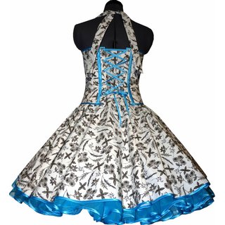 50er Kleid zum Petticoat weiß mit schwarzen  Blumen Farbakzent