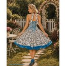 50er Kleid zum Petticoat weiß mit schwarzen Blumen...