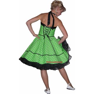 Punkte Petticoat Kleid apfelgrün-weiße Tupfen schwarzer Akzent