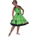 Punkte Petticoat Kleid apfelgrün-weiße Tupfen schwarzer Akzent