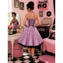 Romantisches Kleid zum Petticoat rosa schwarze Blümchen