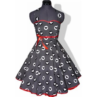 50er Jahre Kleid zum Petticoat schwarz Mit Punkten und Herzen getoppt mit Farbsatinband