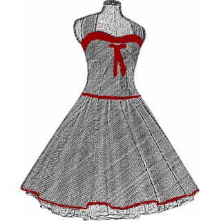 50er Jahre Kleid zum Petticoat schwarz Mit Punkten und Herzen getoppt mit Farbsatinband