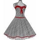 50er Jahre Kleid zum Petticoat schwarz Mit Punkten und Herzen getoppt mit Farbsatinband