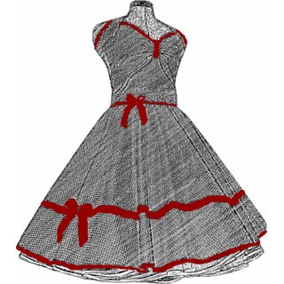 50er Jahre Kleid zum Petticoat schwarz mit Punkten und Herzen 36