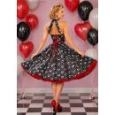 50er Jahre Kleid zum Petticoat schwarz mit Punkten und Herzen 36