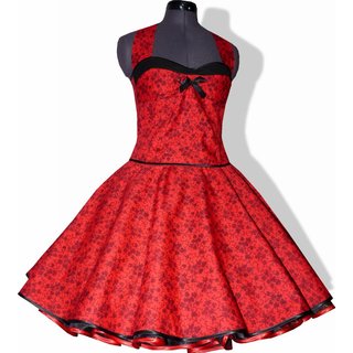 Rotes Kleid zum Petticoatin rot mit kleinen Streublümchen im 50er Jahre Stil