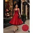 Kleid zum Petticoat rot mit kleinen Streublümchen im 50er Jahre Stil
